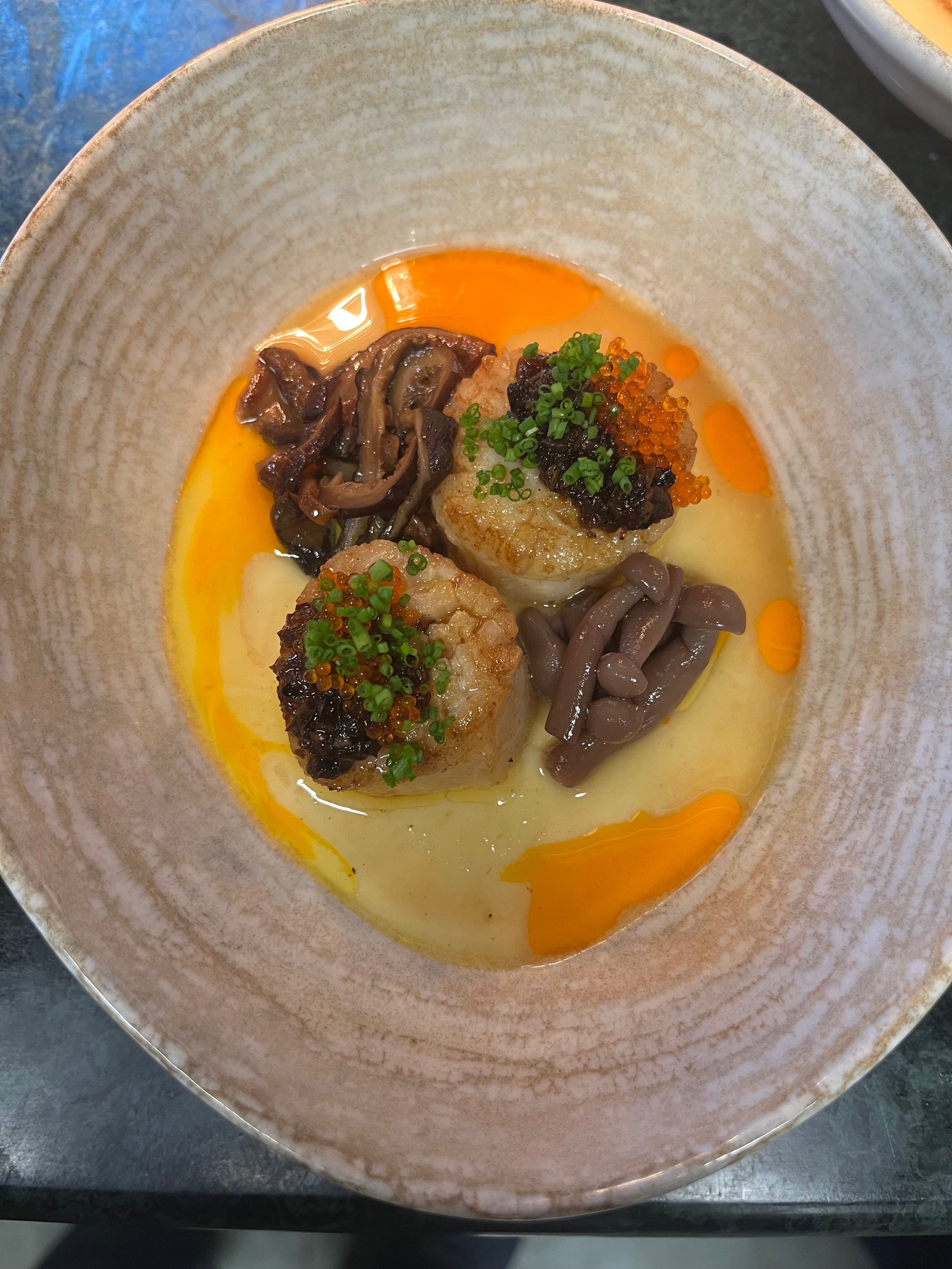 Scallops Chavanmushi, Pickled Shimiji, Mushroom XO, Tobiko